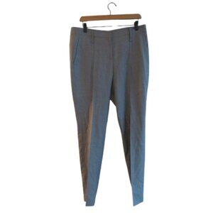 BRUNELLO CUCINELLI 100% Wool High Waist Pleat Front Micro Gray Trouser Pants 10